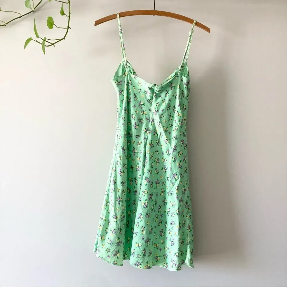 Zara floral print mini satin summer dress M‎